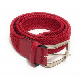 Cinta in cotone elastico spinato e pelle rosso A22EL01