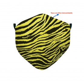 Mascherina facciale  e lavabile scarf face  Elite giallo zebra con filtro