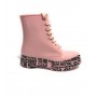 Scarpe donna Moschino anfibio pvc Marta rosa lucido multilogo D23MO16 JA24273