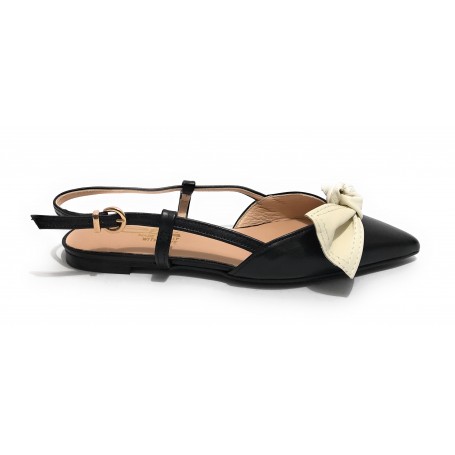 Scarpe donna Elite sabot con tallone aperto a punta in pelle colore nero DS22EL08 4525
