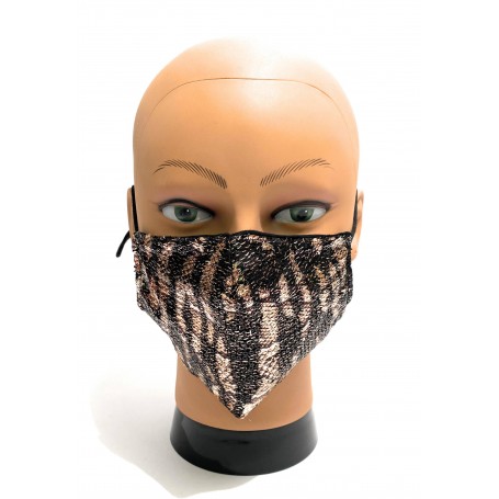 Mascherina facciale lavabile  Elite Paillettes Camu gold protettiva individuale antigoccia ELI61