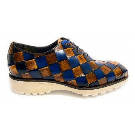 Scarpe uomo Harris francesine pelle shade blu e lino   U17HA144
