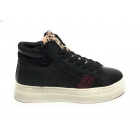 Scarpe donna Gold&gold sneaker alto ecopelle nero D23GG14 GB548