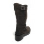 Scarpe donna Elite stivale biker fondo carrarmato pelle scamosciata testa di moro D21EL03