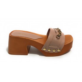 Sandalo Guess Clarissa zoccolo TC 70 in pelle sand DS22GU69 FL6CSSLEA01