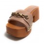 Sandalo Guess Clarissa zoccolo TC 70 in pelle sand DS22GU69 FL6CSSLEA01