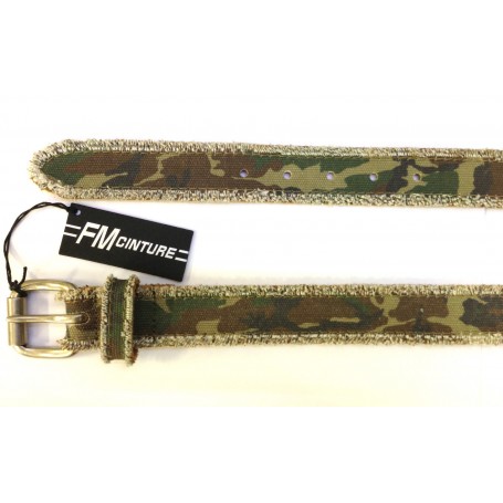 CINTA DA UOMO FABRIZIO  MANCINI N PELLE E TESSUTO CAMOUFLAGE SFRANGIATO