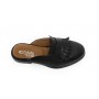 Scarpe donna Elite sabot con frange in pelle colore nero DS21EL04