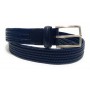 Cinta  in pelle intrecciata elasticizzata blu, altezza 3,0 cm A20EL09