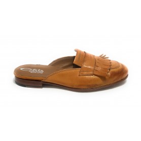 Scarpe donna Elite sabot con frange in pelle giallo senape DS21EL03