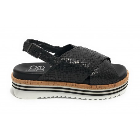 Scarpe donna Elite sandalo in pelle colore nero DS22EL13 801