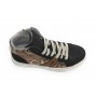 Scarpe donna sneaker alto Gold&gold ecosuede nero/ animalier bronzo D21GG10