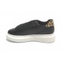 Scarpe donna sneaker con zeppa Gold&gold ecopelle nero/ leopard D21GG09