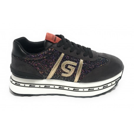 Scarpe donna sneaker Gold&gold ecopelle glitter blu D22GG17 GB151