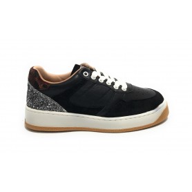 Scarpe donna sneaker Gold&gold ecopelle nero/ glitter/ animalier D23GG02 GB508