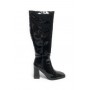 Scarpe donna stivale alto Gold&gold in ecopelle nero vernice D23GG35 GF115