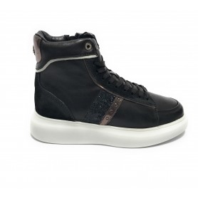 Scarpe donna US Polo sneaker alto Cardi006 in pelle black/ silver D23UP10