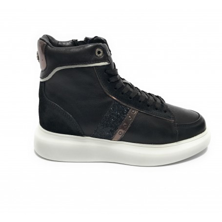 Scarpe donna US Polo sneaker alto Cardi006 in pelle black/ silver D23UP10