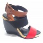 SCARPE DONNA ZEPPA A SANDALO PIERRE HARDY IN PELLE E CORDA ROSSA NERA E NERA