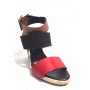 SCARPE DONNA ZEPPA A SANDALO PIERRE HARDY IN PELLE E CORDA ROSSA NERA E NERA