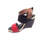 SCARPE DONNA ZEPPA A SANDALO PIERRE HARDY IN PELLE E CORDA ROSSA NERA E NERA