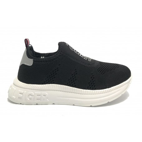 Scarpe Tommy Hilfiger sneaker in tessuto elasticizzato nero ZS22TH01 T3B4-32246