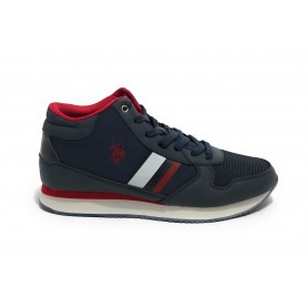 Scarpe U.S. Polo sneaker alto Nobil 008 in ecopelle/ tessuto blue uomo U23UP29