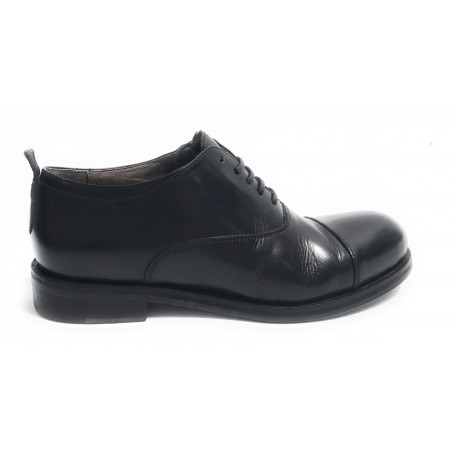 SCARPE UOMO CAVALLINI FRANCESINA SCAMICIATA PELLE LAVATA COLORE NERO HAND MADE U18CA04