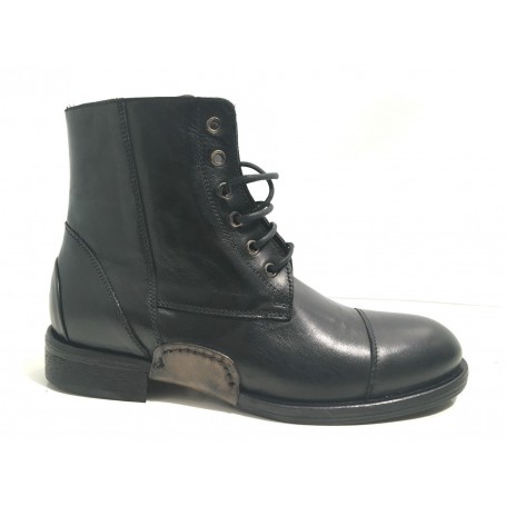 SCARPE UOMO CAVALLINI POLACCHINO CHELSEA PELLE LAVATA NERA HAND MADE U17CA02