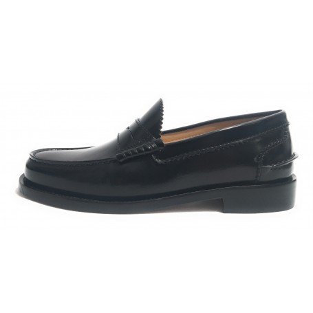 SCARPE UOMO ELITE MOCASSINO FONDO IN CUOIO CUCITO CON TACCO COLORE NERO US17EL05