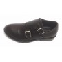 SCARPE UOMO ERNESTO DOLANI DOPPIA FIBBA PELLE  MORO VINTAGE ARTIGIANALE US17ED04