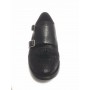 SCARPE UOMO ERNESTO DOLANI DOPPIA FIBBA PELLE NERO E TEJUS ARTIGIANALE US17ED05