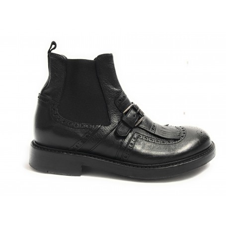 SCARPE UOMO ERNESTO DOLANI STIVALETTO BEATLES PELLE BUFALO COL. NERO CON FRANGIA U18ED02
