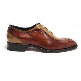 Scarpe uomo Harris francesina fatta a mano in pelle col. shade cuoio /red braques U17HA86