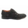 Scarpe uomo Lorenzi con doppia fibbia in pelle camoscio moro US17LO4