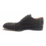 Scarpe uomo Lorenzi con doppia fibbia in pelle camoscio moro US17LO4