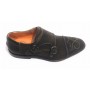 Scarpe uomo Lorenzi con doppia fibbia in pelle camoscio moro US17LO4