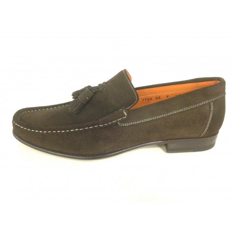 SCARPE UOMO SANTONI MOCASSINO  CON NAPPE CAMOSCIO TESTA DI  MORO  FATTA MANO 56