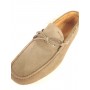 SCARPE UOMO SANTONI MOCASSINO  SPORTIVO PELLE SCAMOSCIATA BEIGE FIOCCHETTO  S 80
