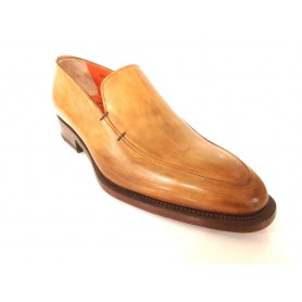 SCARPE UOMO SANTONI MOCASSINO SFILATO MARRONE  MANGO ANTICATO   FATTA MANO 55
