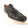 SCARPE UOMO SANTONI MOCASSINO TUBOLARE VACCHETTA NERA CON NAPPE  FATTA MANO 57