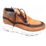 SCARPE UOMO WTG BY YAB SNEAKER ALTA  NABUK MARRONE E MORO  ARTIGIANALE U17YA07