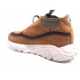 SCARPE UOMO WTG BY YAB SNEAKER ALTA  NABUK MARRONE E MORO  ARTIGIANALE U17YA07