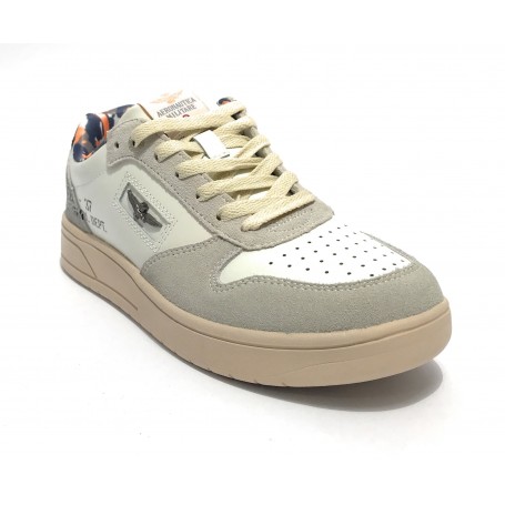 Sneaker Aeronautica Militare running in pelle bianco/ grigio US23AR06 231SC235PL178