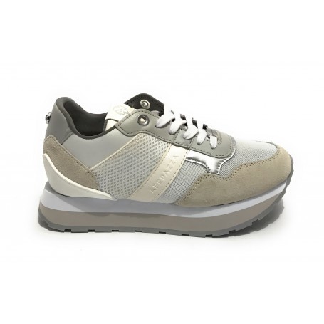 Sneaker running Rubye in pelle/ tessuto white/ silver donna DS22AP01 S2RSD19