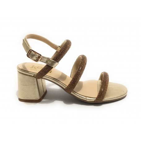 Sandalo Kess TC 65 pelle metal grain gold DS23KE06 23159
