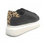 Scarpe donna sneaker con zeppa Gold&gold ecopelle nero/ leopard D21GG09