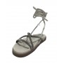 Scarpe donna  sandalo in pelle nappa bianco con strass DS23EL10 302