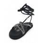 Scarpe donna  sandalo in pelle nappa nero con strass DS23EL14 302
