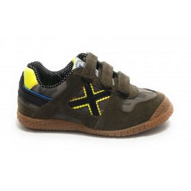 Scarpe bambino Munich sneaker con strap Mini Goal in suede verde army/ camo Z22MU09 1539